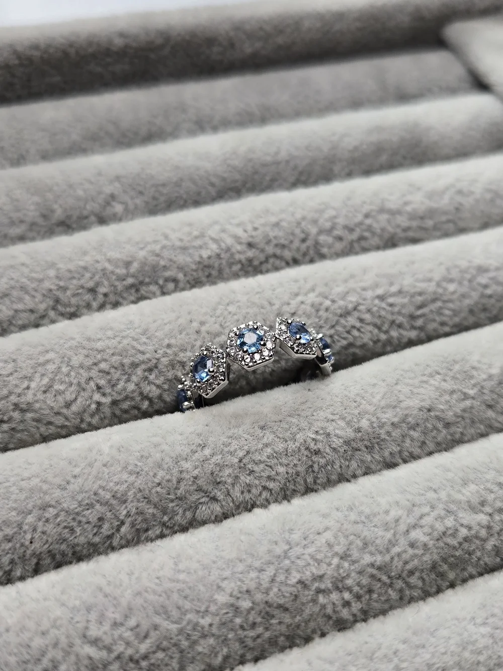 Size 6 Aquamarine Cubic Zirconia Rhodium Plated Bomb Party RBP6670 Free The Inne